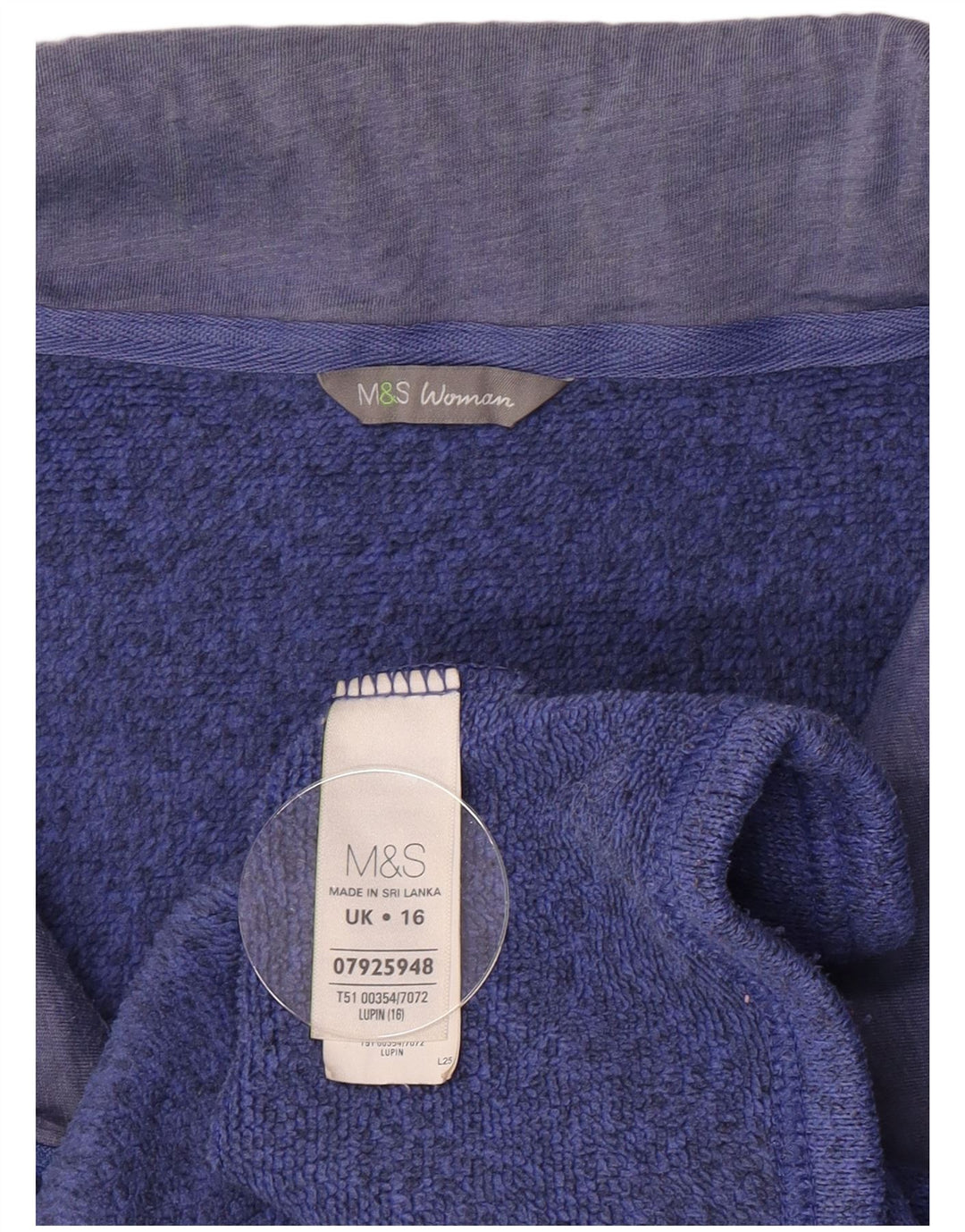 Marks & Spencer Womens Comfort Fit Tracksuit Top Jacket UK 16 Large Blue