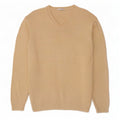 Marks & Spencer Mens V-Neck Jumper Sweater Large Beige Cotton