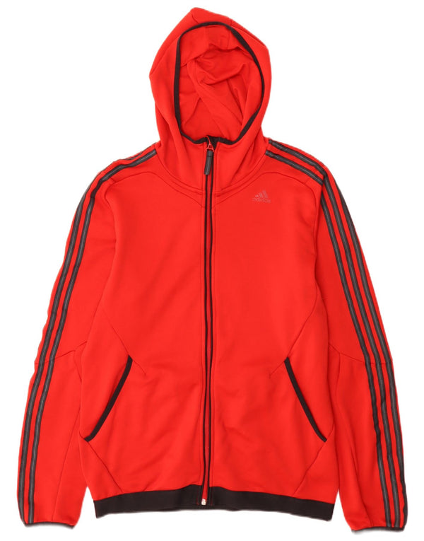 Adidas Mens Climalite Zip Hoodie Sweater Medium Red Colourblock Polyester