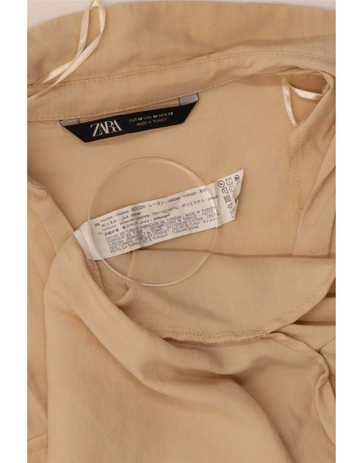Zara Womens Shirt UK 14 Medium Beige Viscose