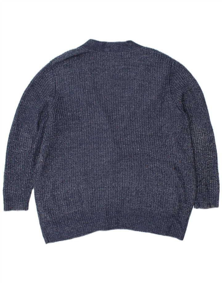 Marks & Spencer Womens Oversized Cardigan Sweater UK 18 XL Blue Flecked
