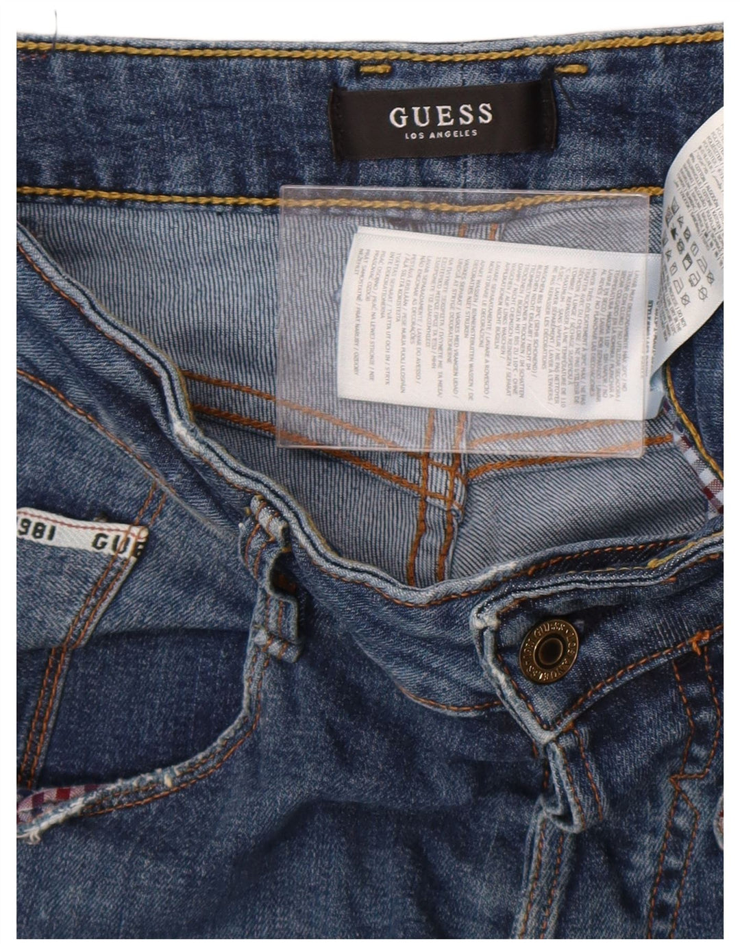 Guess Mens Straight Distressed Slim Jeans W30 L33 Blue Polyester
