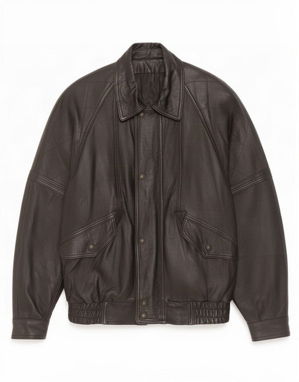 Vintage Mens Leather Jacket IT 50 Large Black