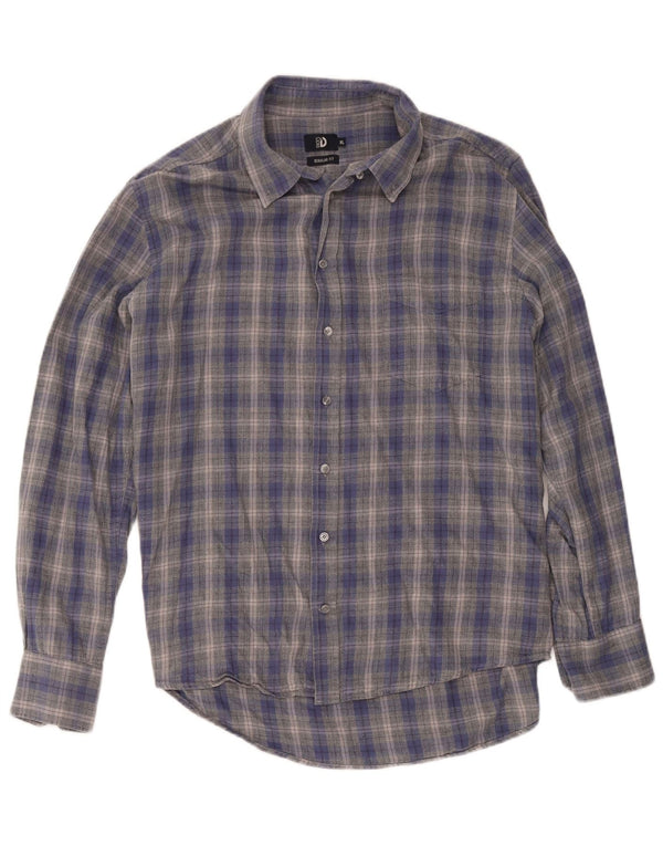 Dack's Mens Regular Fit Flannel Shirt XL Blue Check Cotton