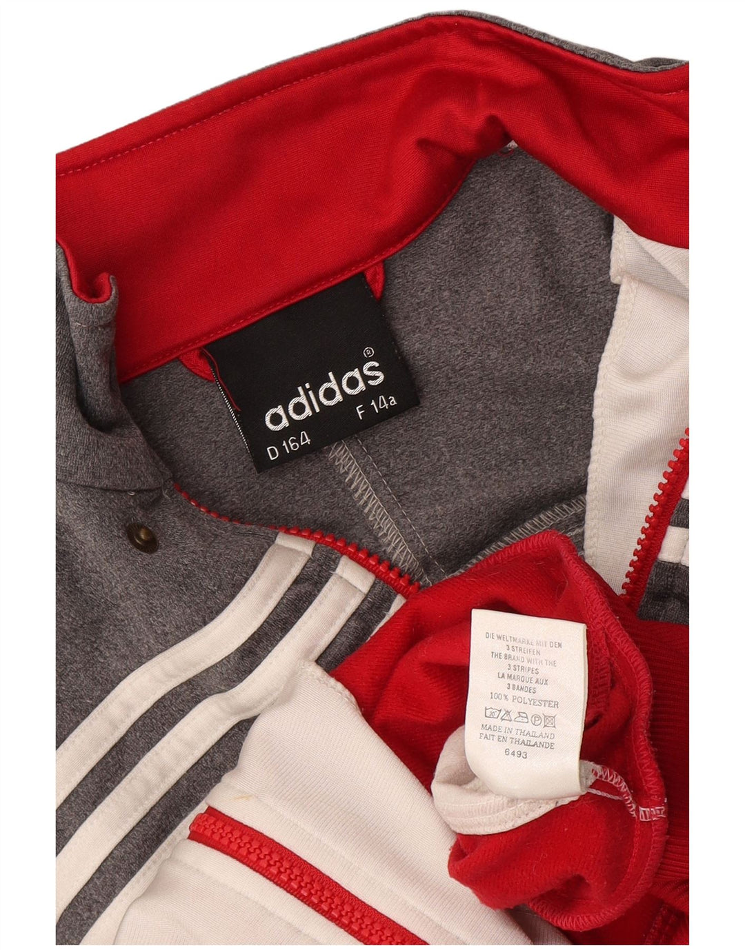 Adidas Boys Tracksuit Top Jacket 13-14 Years Grey Colourblock Polyester