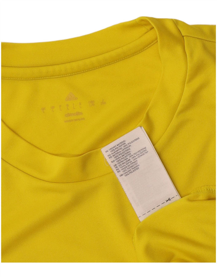 Adidas Mens Climalite T-Shirt Top Large Yellow Polyester