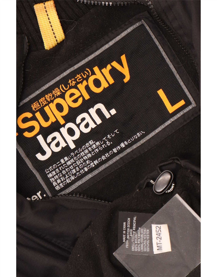 Superdry Mens Hooded Windbreaker Jacket UK 40 Large Black Nylon