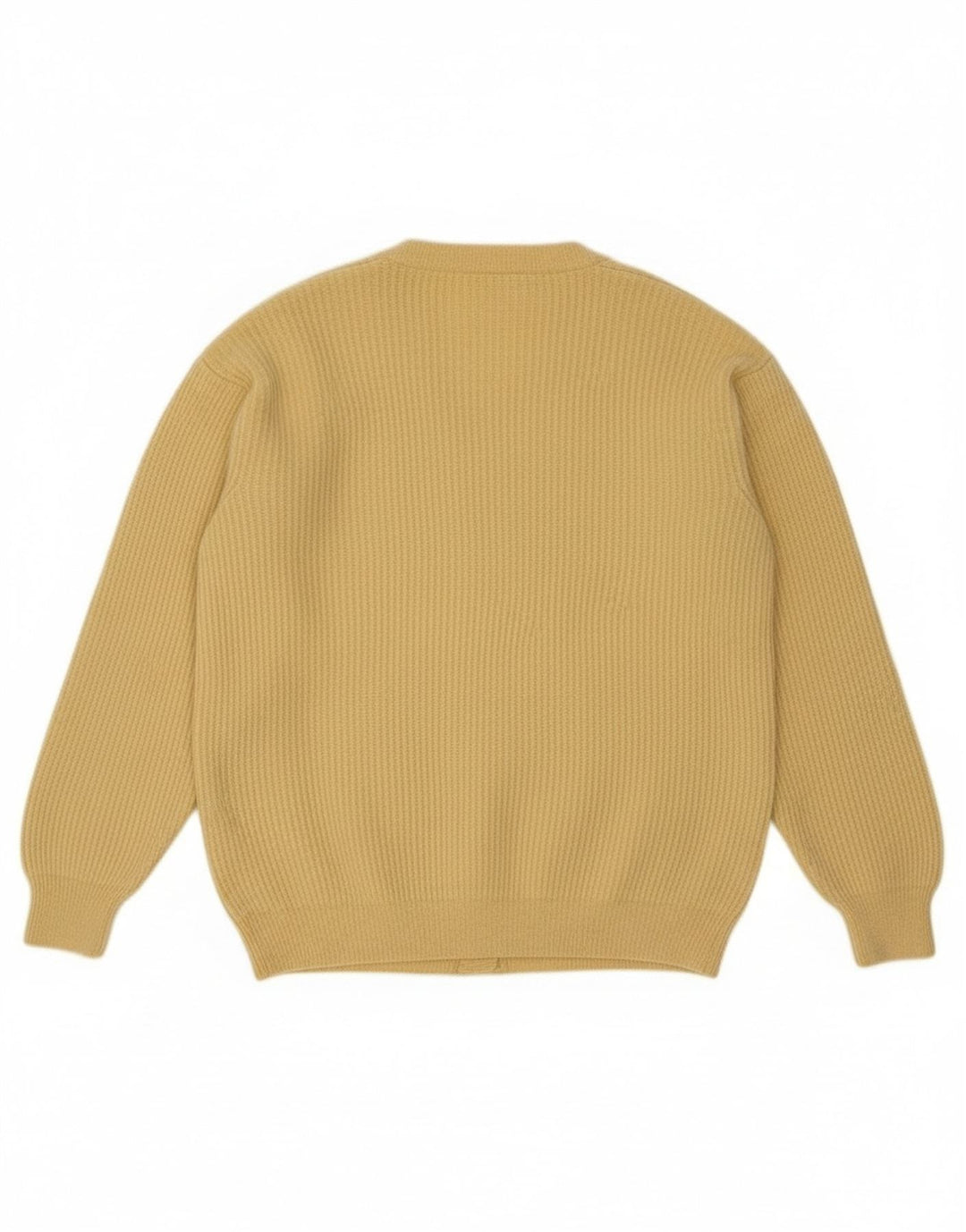 Vintage Mens Cardigan Sweater Medium Yellow Virgin Wool