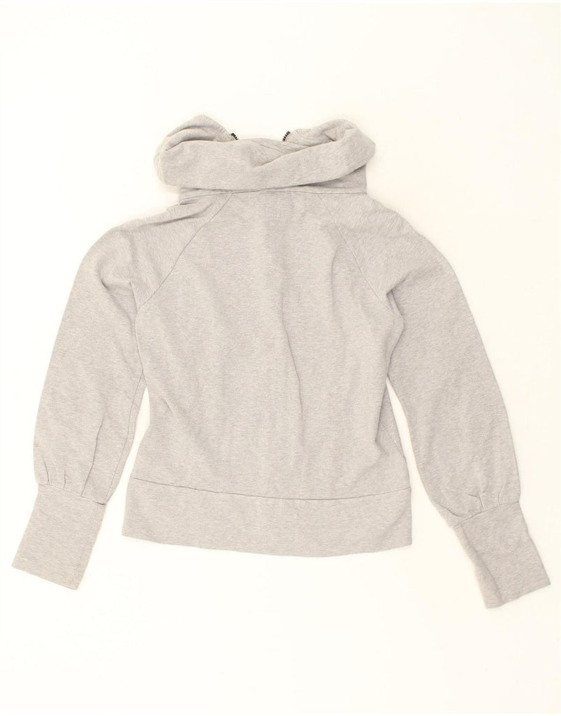 ADIDAS Womens Roll Neck Zip Hoodie Sweater UK 10 Small Grey Cotton | Vintage Adidas | Thrift | Second-Hand Adidas | Used Clothing | Messina Hembry 