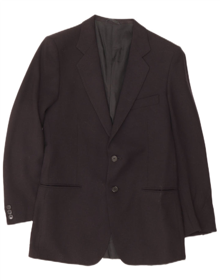 Vintage Mens 2 Button Blazer Jacket IT 46 Small Navy Blue Wool