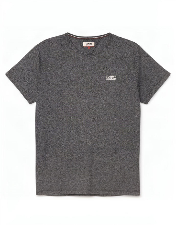 Tommy Hilfiger Mens T-Shirt Top Large Grey Flecked Cotton