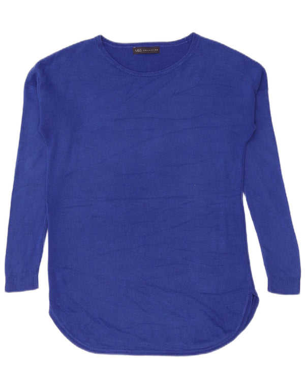 Marks & Spencer Womens Boat Neck Jumper Sweater UK 10 Small Blue Acrylic