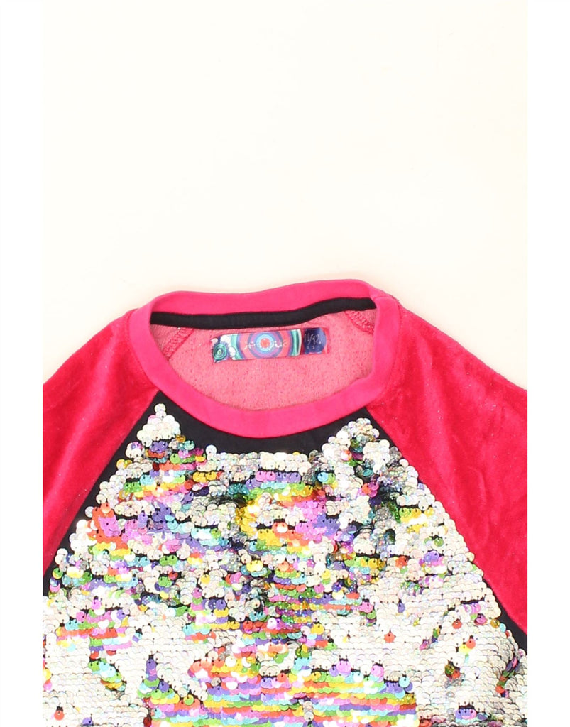 DESIGUAL Girls Graphic Sweatshirt Jumper 11-12 Years Pink Cotton | Vintage Desigual | Thrift | Second-Hand Desigual | Used Clothing | Messina Hembry 