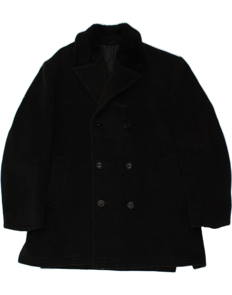 VINTAGE Mens Pea Coat UK 42 XL Black Vintage Vintage and Second-Hand Vintage from Messina Hembry 