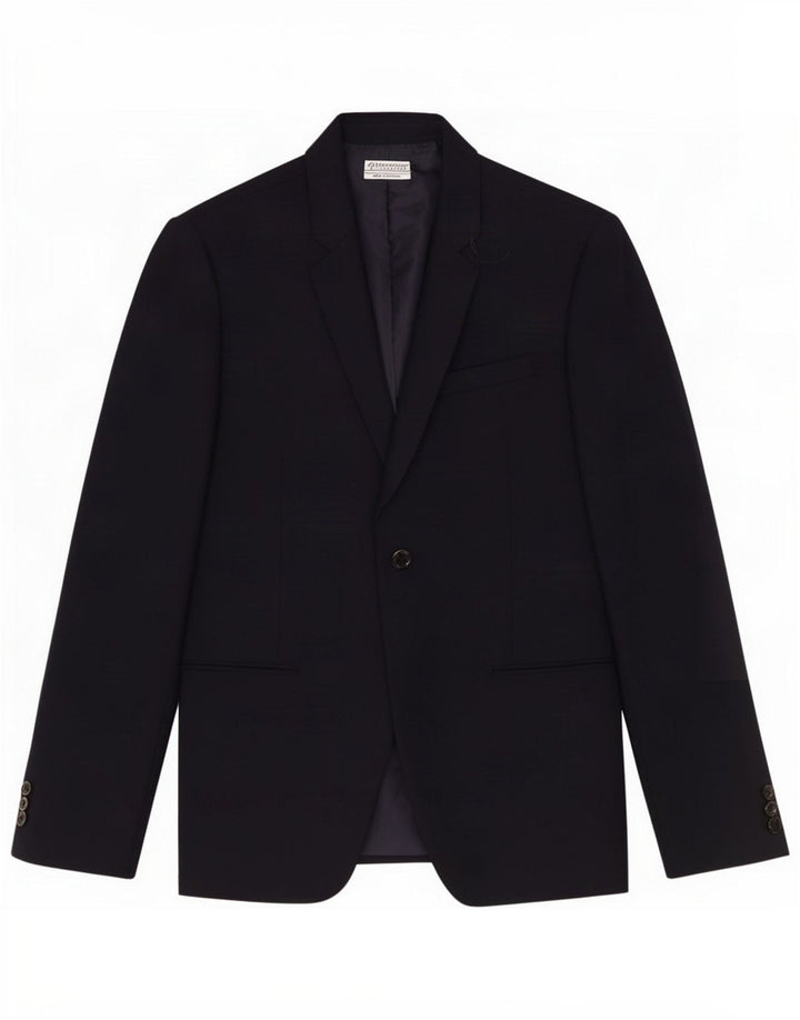 Zara Mens 1 Button Blazer Jacket EU 50 Large Navy Blue