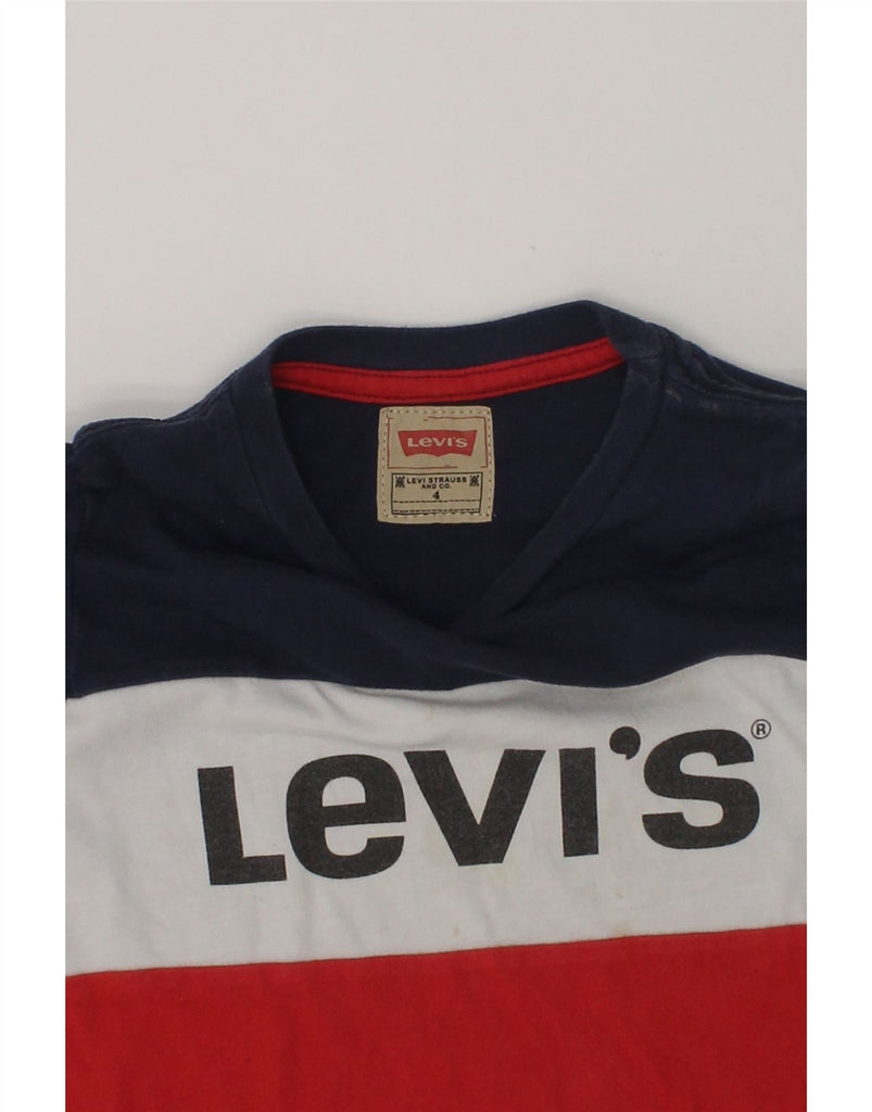 LEVI'S Boys Graphic Top Long Sleeve 3-4 Years Navy Blue Colourblock Cotton | Vintage Levi's | Thrift | Second-Hand Levi's | Used Clothing | Messina Hembry 