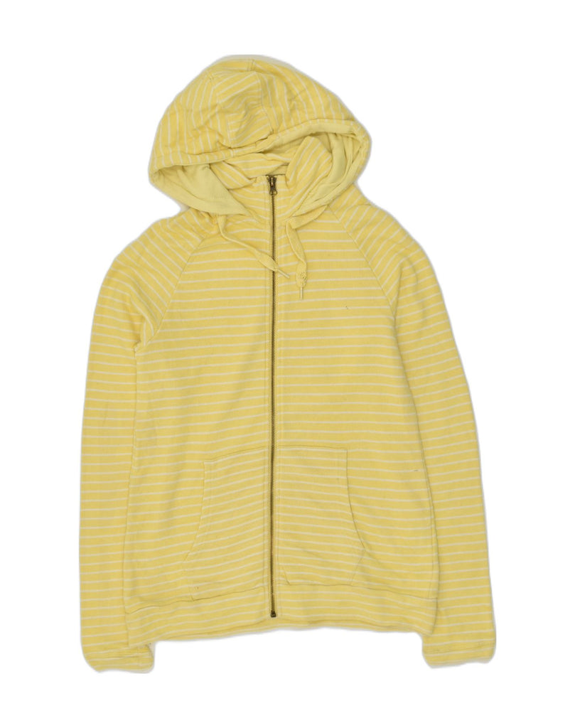 MOUNTAIN WAREHOUSE Womens Zip Hoodie Sweater UK 14 Large  Yellow Striped | Vintage Mountain Warehouse | Thrift | Second-Hand Mountain Warehouse | Used Clothing | Messina Hembry 