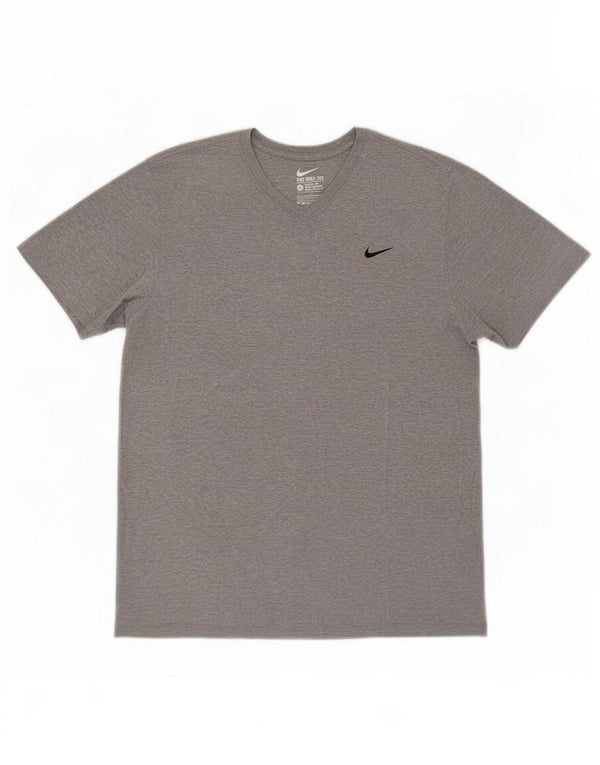 Nike Mens Athletic Cut T-Shirt Top Large Grey Flecked Cotton