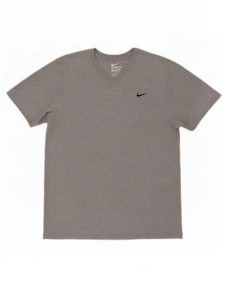 Nike Mens Athletic Cut T-Shirt Top Large Grey Flecked Cotton