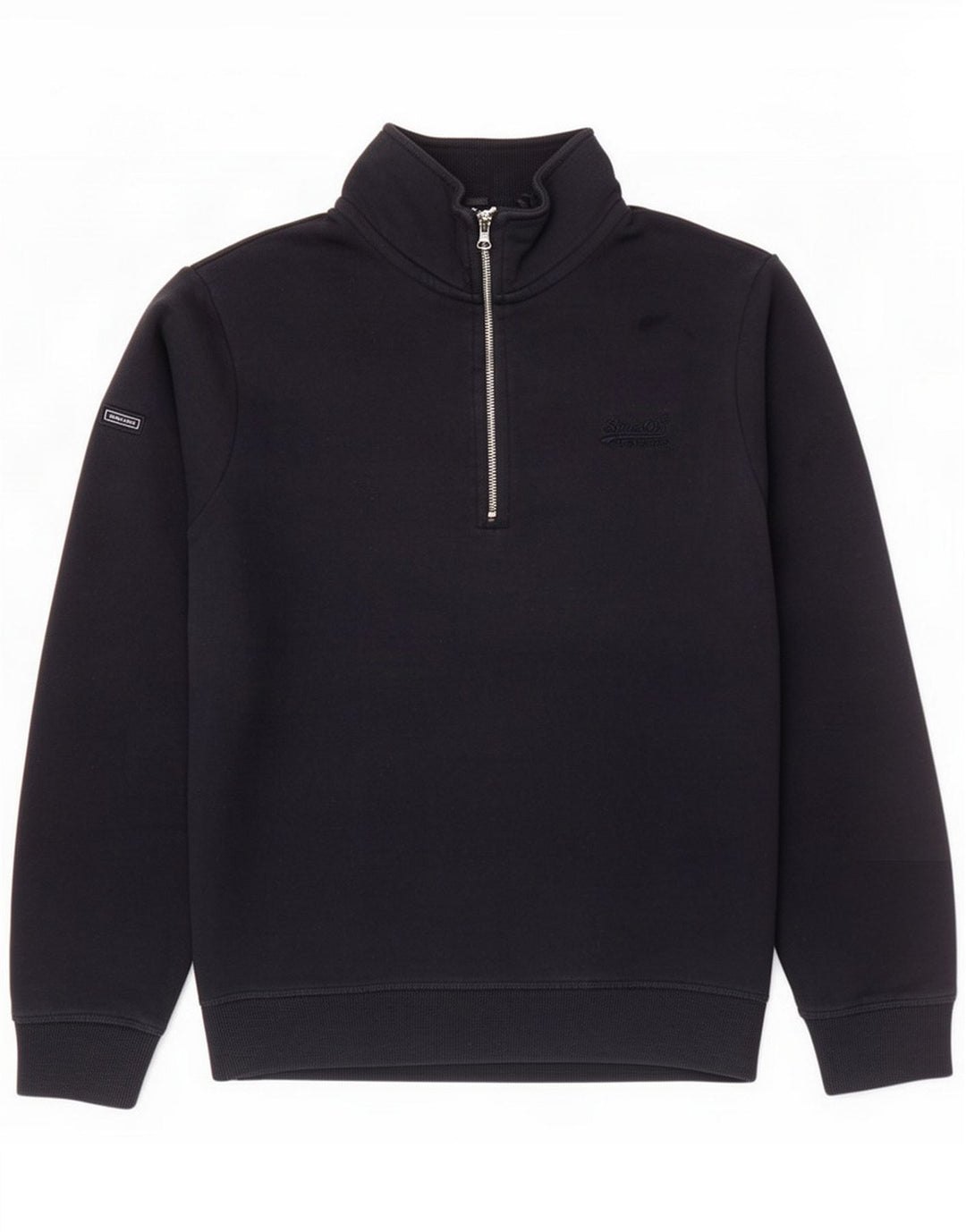 Superdry Mens Zip Neck Sweatshirt Jumper Medium Black Cotton