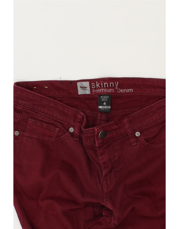 MOSSIMO Womens Skinny Jeans US 4 Small W27 L31 Maroon Cotton Vintage Mossimo and Second-Hand Mossimo from Messina Hembry 