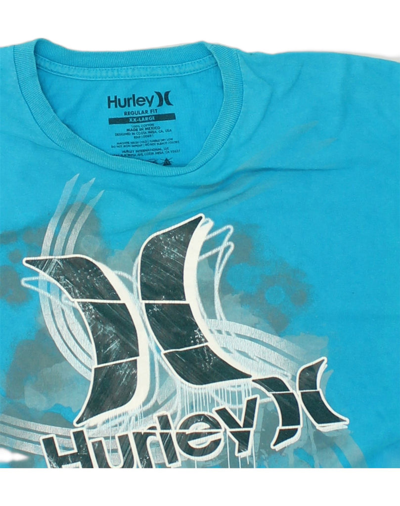 HURLEY Mens Regular Fit Graphic T-Shirt Top 2XL Blue Cotton | Vintage Hurley | Thrift | Second-Hand Hurley | Used Clothing | Messina Hembry 