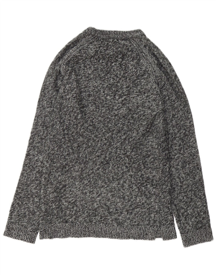 JACK & JONES Mens Boat Neck Jumper Sweater Small Grey Flecked