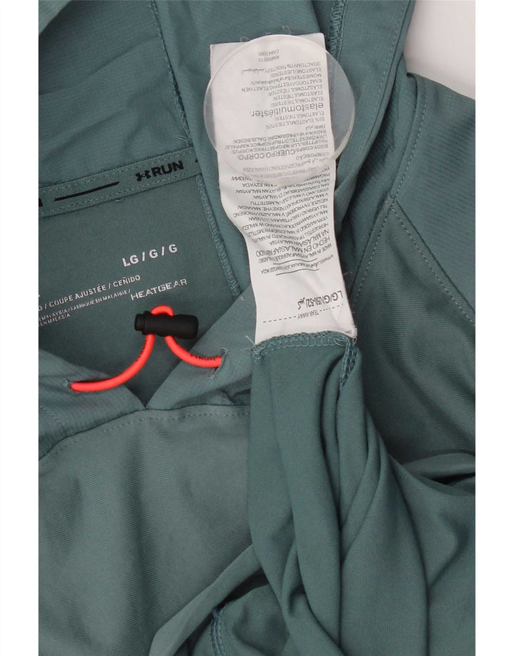 Under Armour Mens Hooded Pullover Tracksuit Top Large Turquoise Elastane