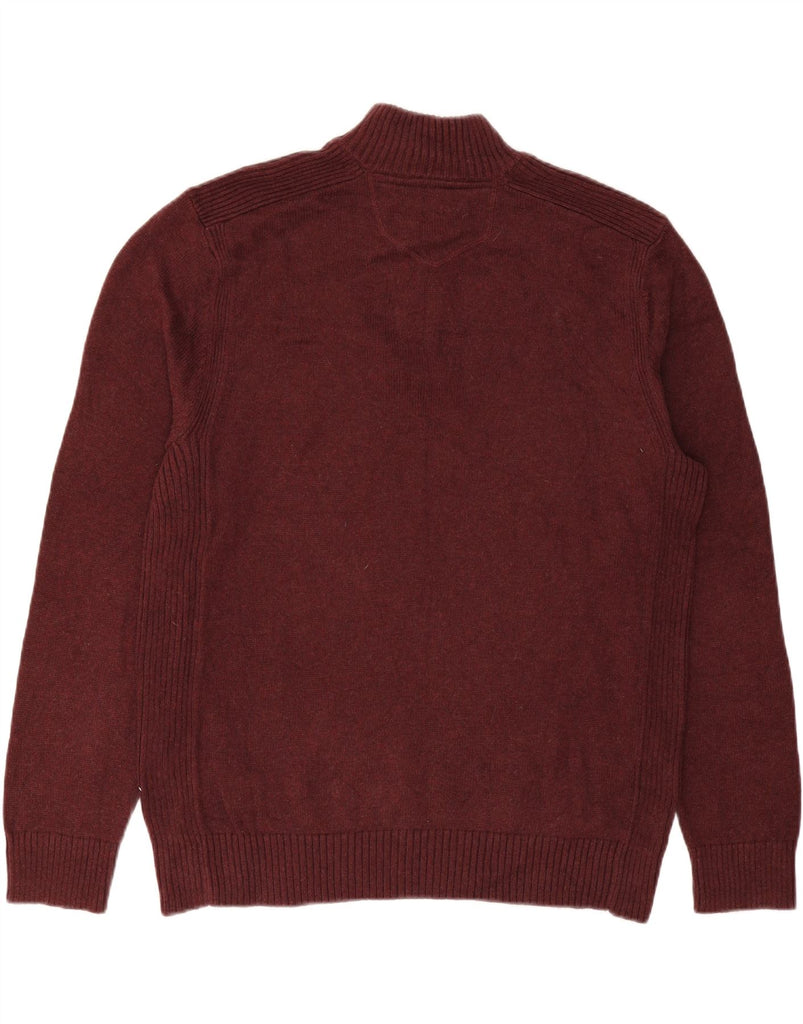 EDDIE BAUER Mens Zip Neck Jumper Sweater Large Maroon Cotton Vintage Eddie Bauer and Second-Hand Eddie Bauer from Messina Hembry 