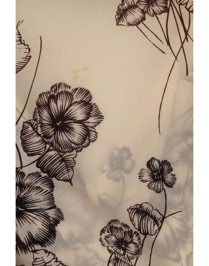 VINTAGE Womens See Through Shirt Blouse UK 12 Medium Off White Floral