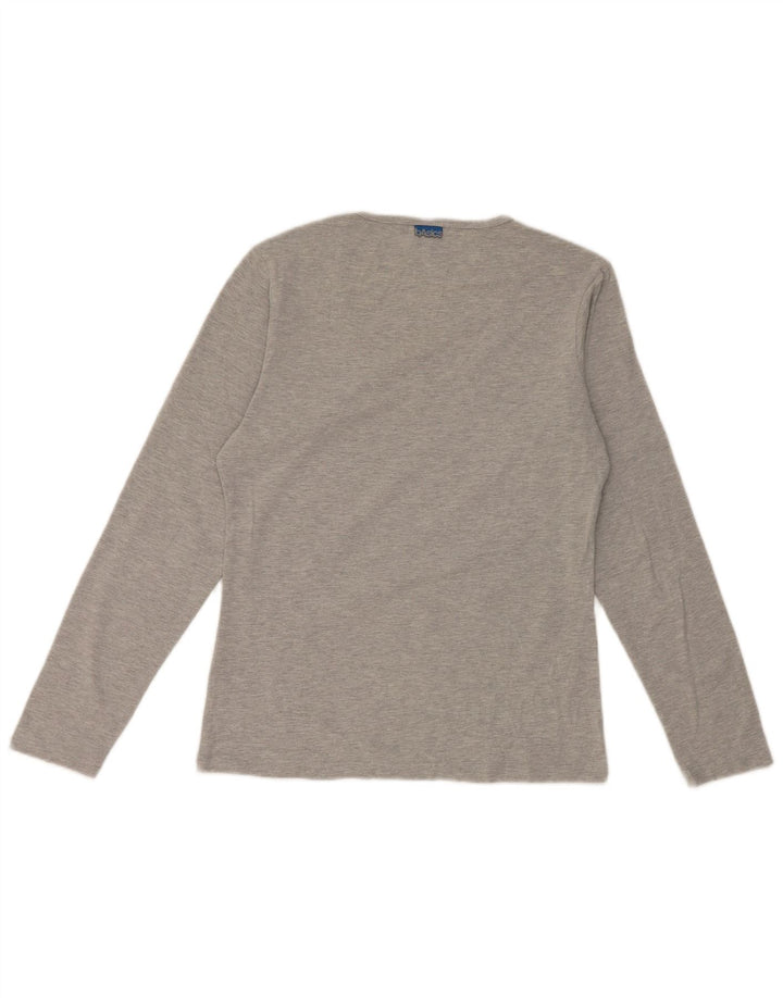 Asics Womens Top Long Sleeve UK 12 Medium Grey Cotton