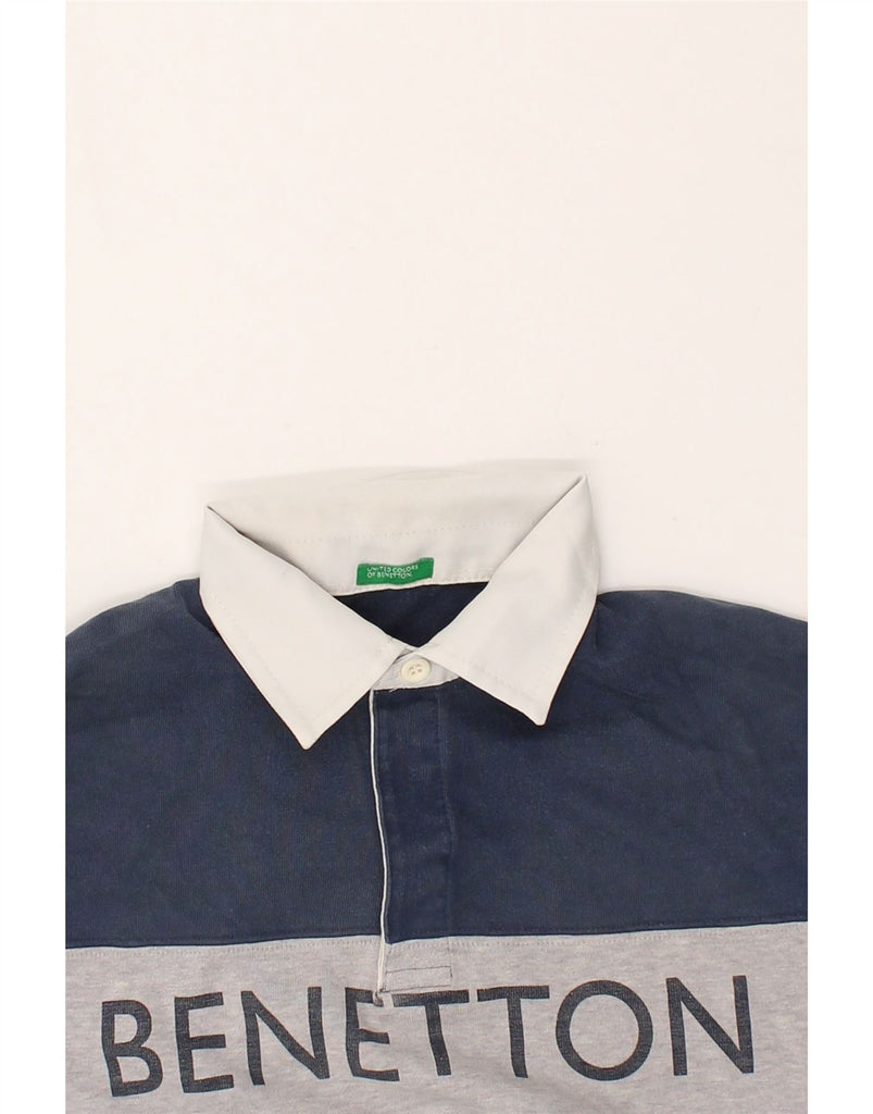 BENETTON Boys Graphic Long Sleeve Polo Shirt 14-15 Years Navy Blue | Vintage Benetton | Thrift | Second-Hand Benetton | Used Clothing | Messina Hembry 