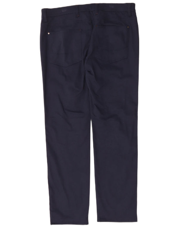 Ted Baker Mens Straight Casual Trousers W36 L32 Navy Blue Cotton