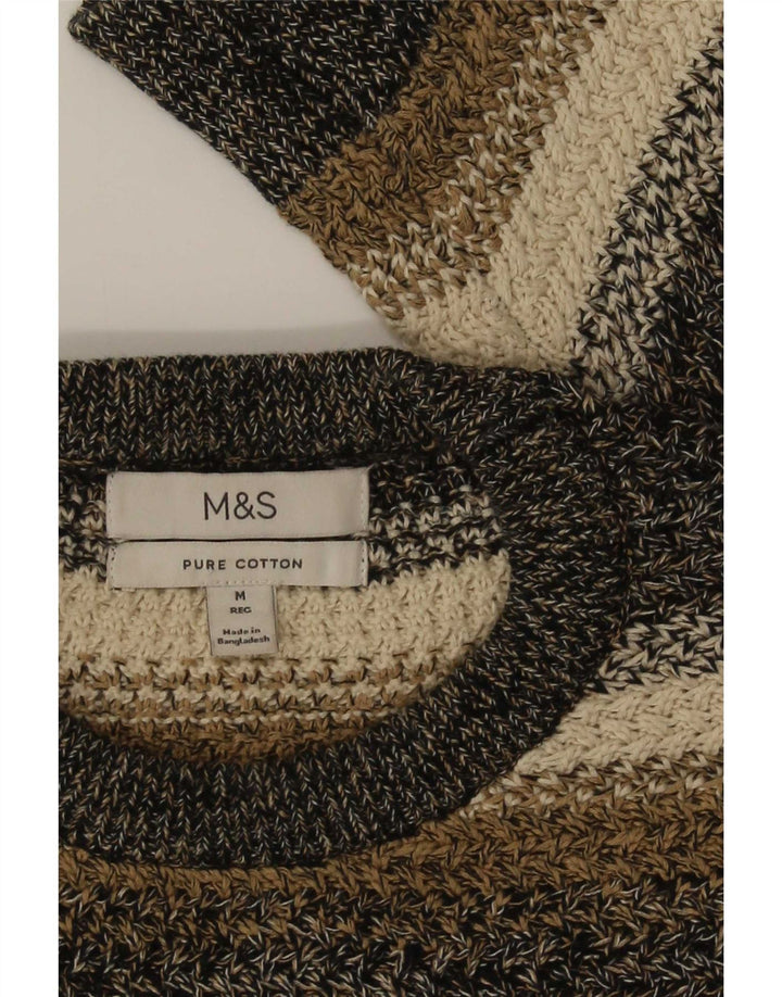 Marks & Spencer Mens Crew Neck Jumper Sweater Medium Multicoloured Striped