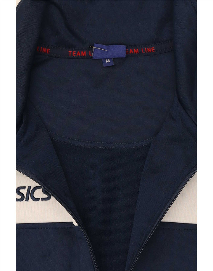 Asics Mens Full Tracksuit Medium Navy Blue Colourblock Polyester