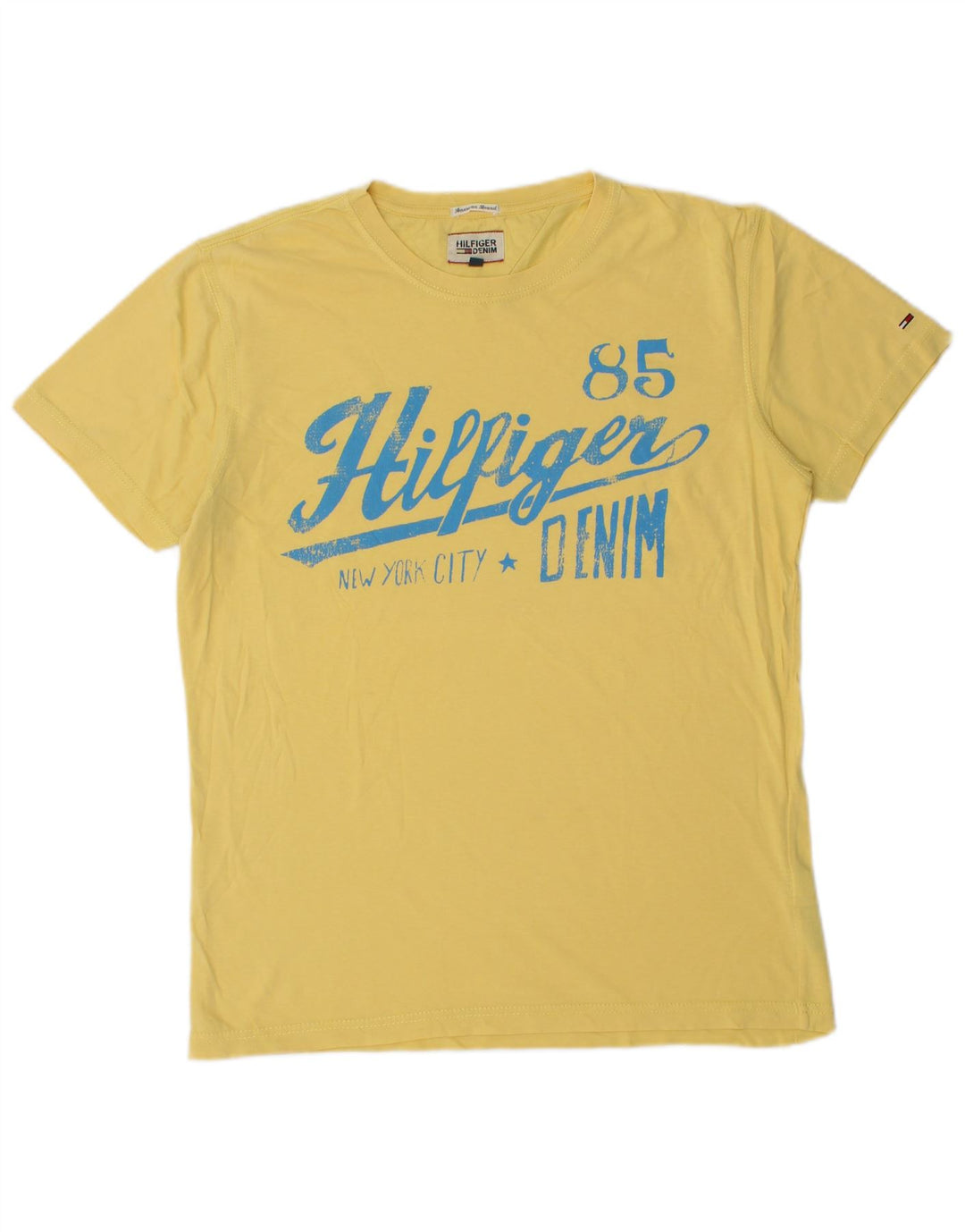 Tommy Hilfiger Mens Graphic T-Shirt Top Medium Yellow Cotton