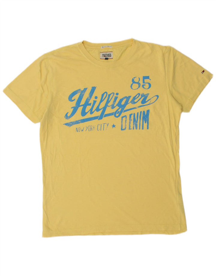 Tommy Hilfiger Mens Graphic T-Shirt Top Medium Yellow Cotton