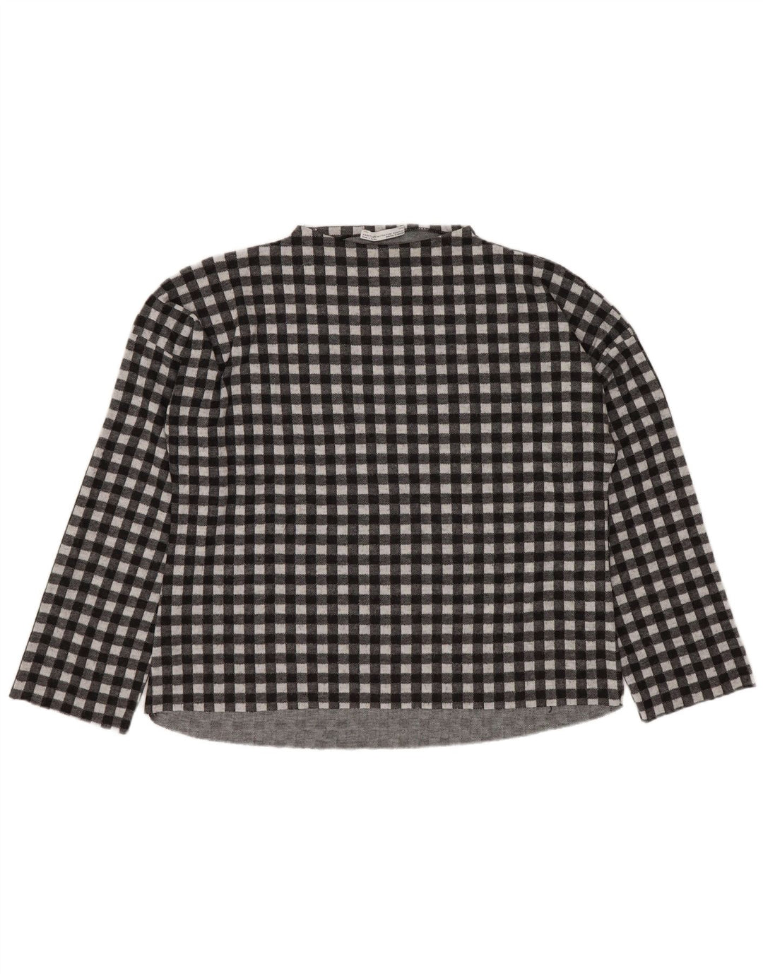 Zara Womens Trafaluc Oversized Top Long Sleeve UK 10 Small Black Gingham