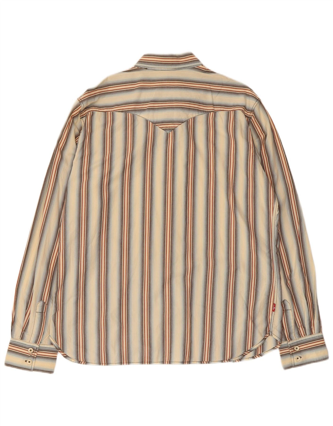 Levi's Mens Shirt Large Beige Striped Cotton