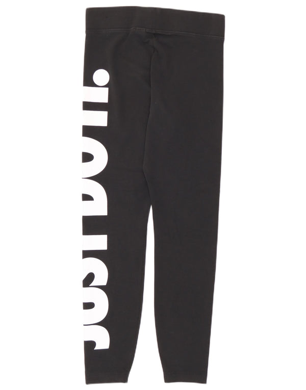 Nike Womens Graphic Leggings UK 12 Medium Black Cotton