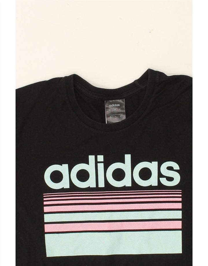 ADIDAS Mens Graphic T-Shirt Top Small Black Cotton Vintage Adidas and Second-Hand Adidas from Messina Hembry 