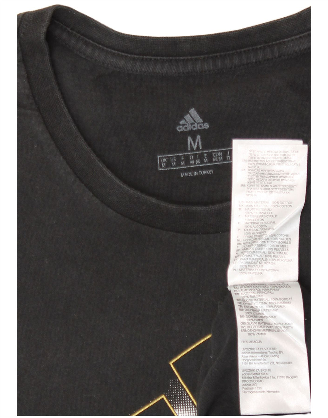 Adidas Mens Graphic T-Shirt Top Medium Black Cotton