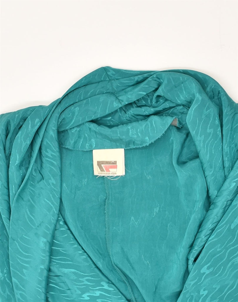 VINTAGE Womens 1 Button Blazer Jacket UK 14 Large Turquoise Polyester | Vintage Vintage | Thrift | Second-Hand Vintage | Used Clothing | Messina Hembry 