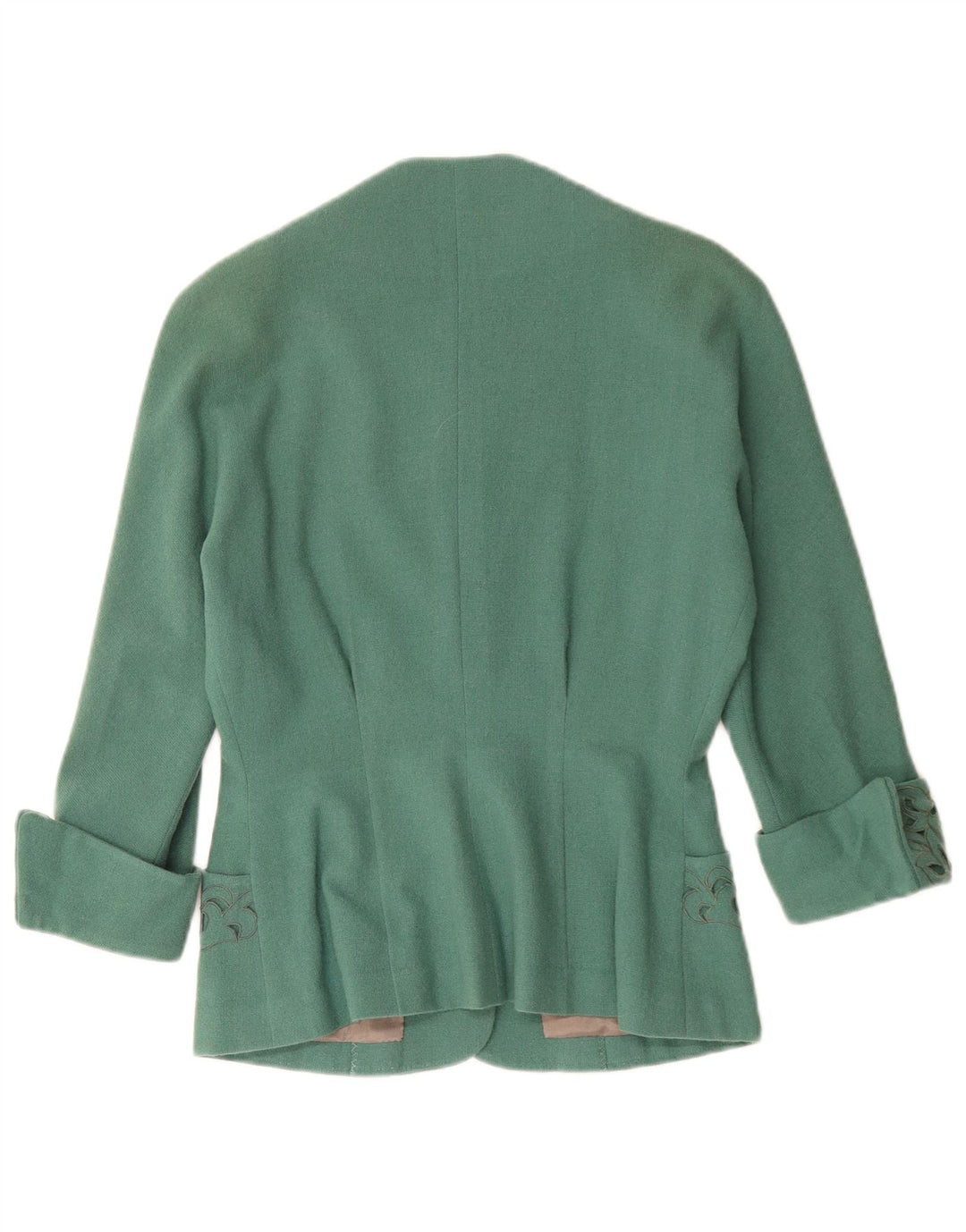 Vintage Womens 3 Button Blazer Jacket UK 12 Medium Green Paisley
