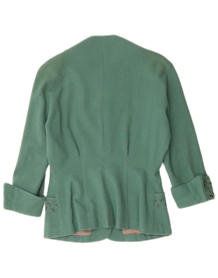 Vintage Womens 3 Button Blazer Jacket UK 12 Medium Green Paisley