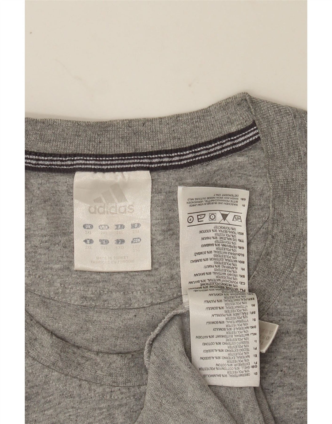 ADIDAS Mens T-Shirt Top 2XL Grey Flecked Cotton Vintage Adidas and Second-Hand Adidas from Messina Hembry 