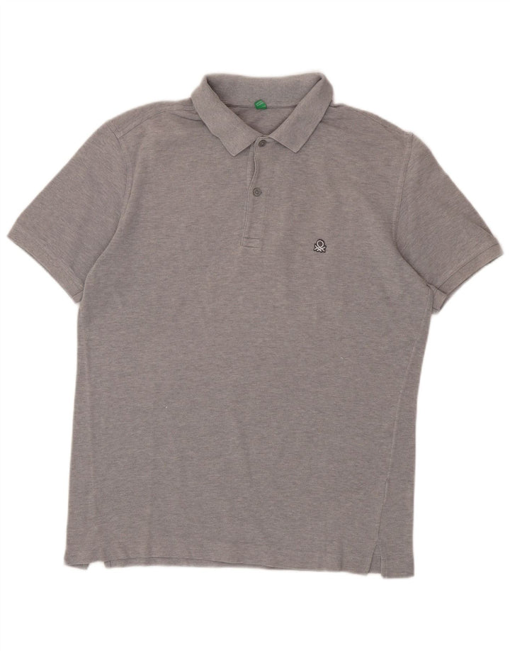 BENETTON Mens Polo Shirt Medium Grey