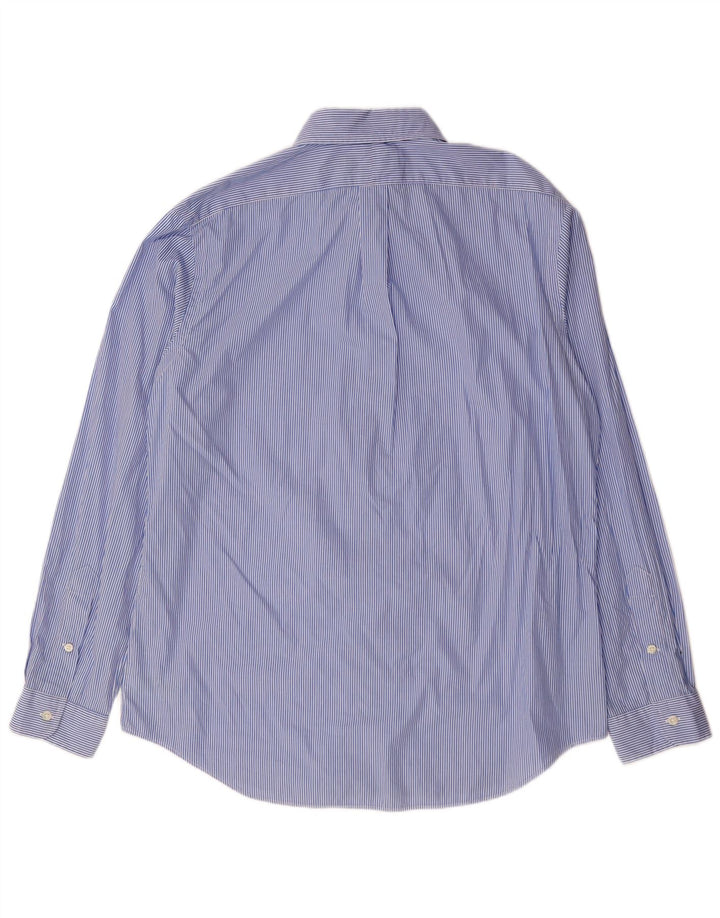 RALPH LAUREN Mens Stretch Shirt Large Blue Pinstripe Cotton