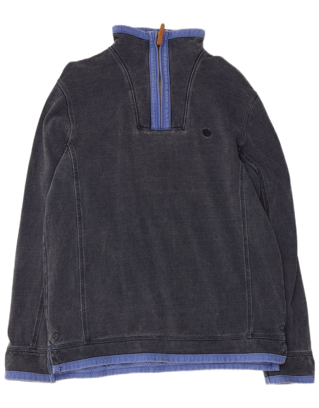 Fat Face Mens Zip Neck Sweatshirt Jumper Large Navy Blue Cotton