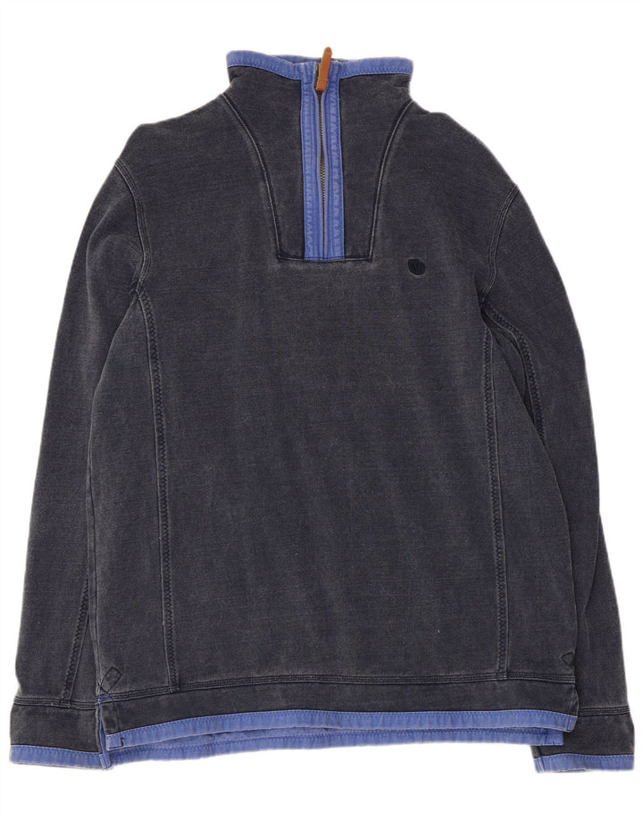 Fat Face Mens Zip Neck Sweatshirt Jumper Large Navy Blue Cotton